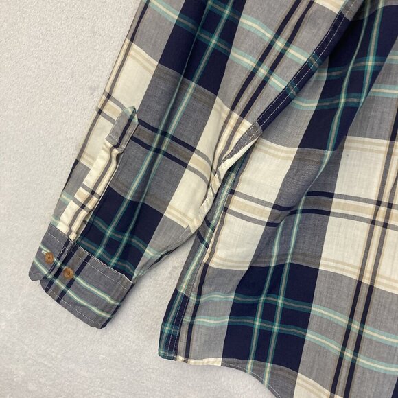 Vintage Dover Arrow Shirt Mens Large Long Blue Plaid Nautical Anchor Preppy 90s - Picture 12 of 12